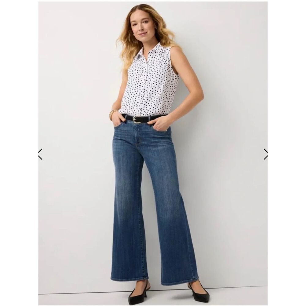 WHBM White House Black Market High-Rise Wide Leg Jeans Size 6 Hemmed